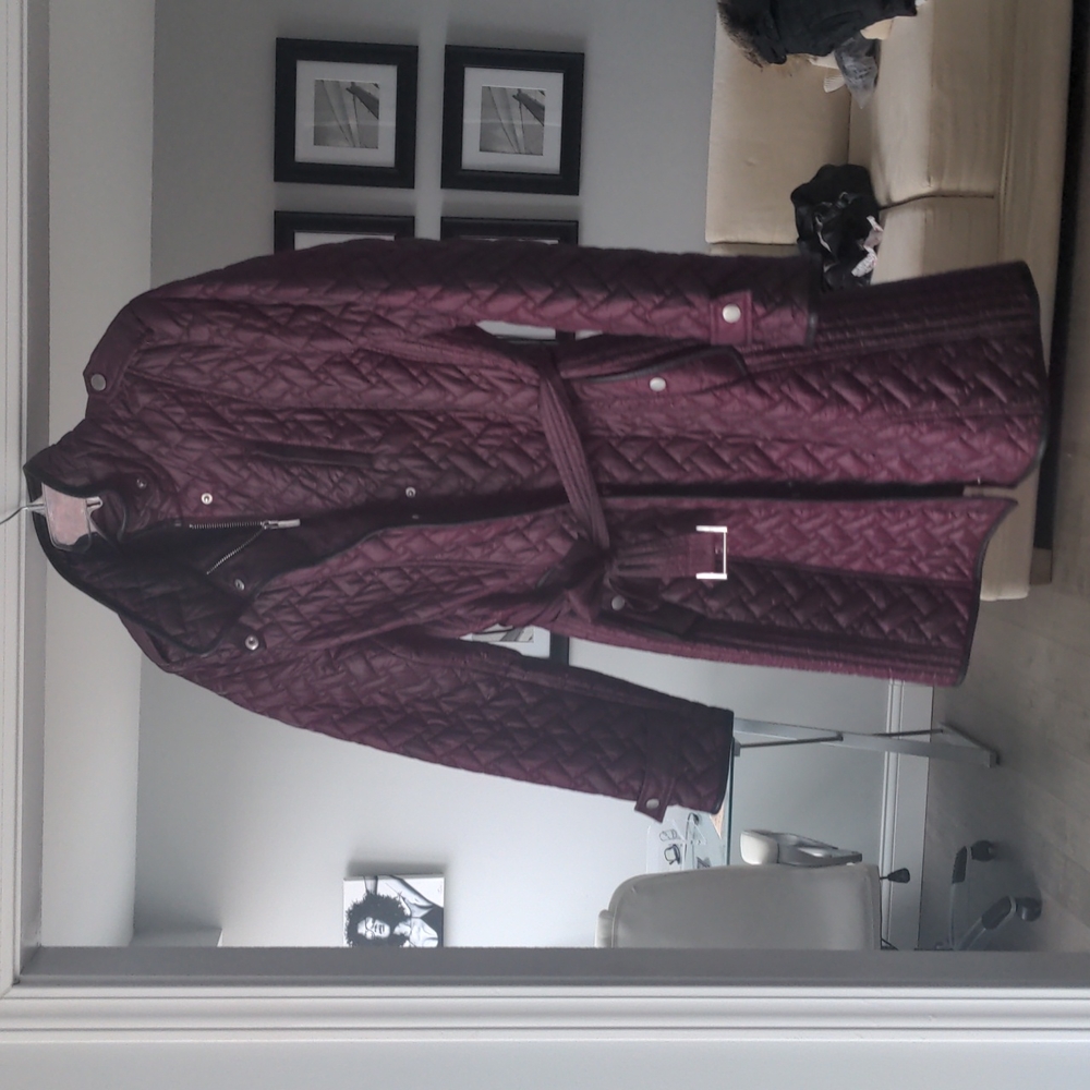 Last call! Wine Cole Haan quilted trench